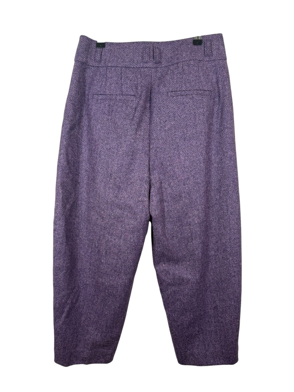 NWT J. Crew High Rise Tapered Wool Purple Herringbone Barrel Trouser Pants Sz 8 - Picture 6 of 7